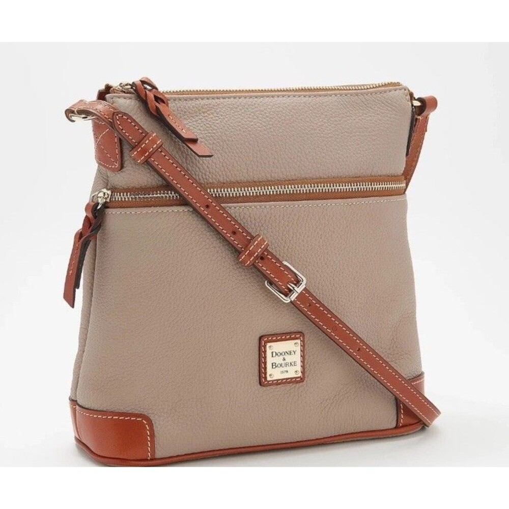 Dooney & Bourke Pebble AWL Crossbody Bag Taupe Adjustable Strap A260501 EUC